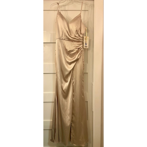 green emerald velvet dress Shimmering Champagne Dress with Pointy Back Bodice